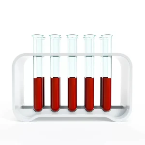 test tubes with blood samples, 3d isolated render
